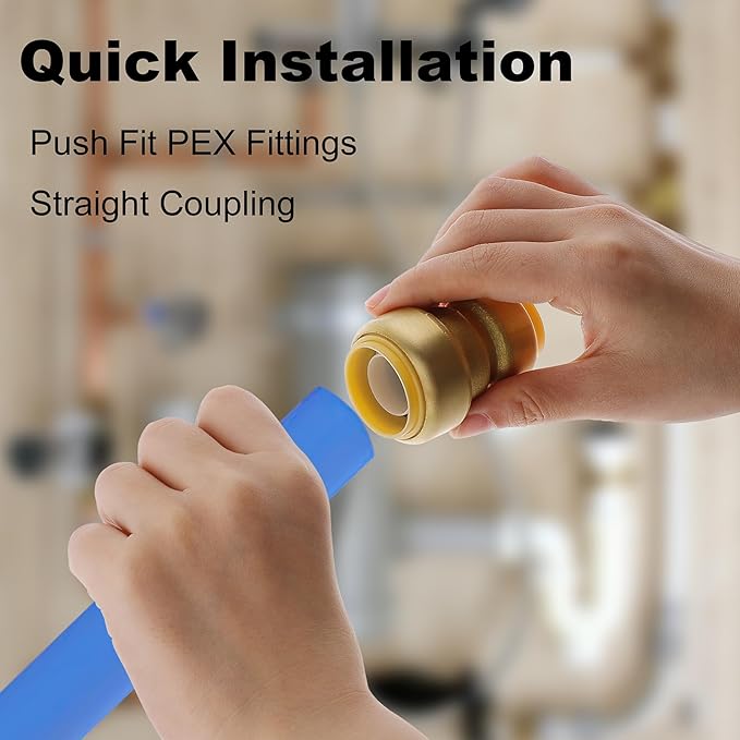 HQMPC Push Fit PEX Fittings Straight Coupling 3/4"x1, Push-to-Connect Copper, CPVC, No Lead Brass Plumbing Fittings 2PCS 3/4"x1")