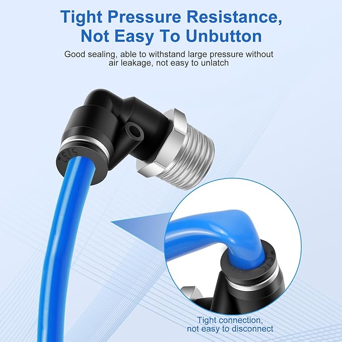10 Pcs Push to Connect Fittings 5/32 Inch Tube OD x 1/4 Inch NPT Thread Pneumatic Male Elbow Quick Connect Air line fittings