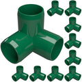 FORMUFIT 1/2” 3-Way Elbow Furniture Grade PVC Fitting in Green, Made in USA, UV-Resistant, Impact-Proof, 0.840” Actual Socket Diameter (Pack of 10)