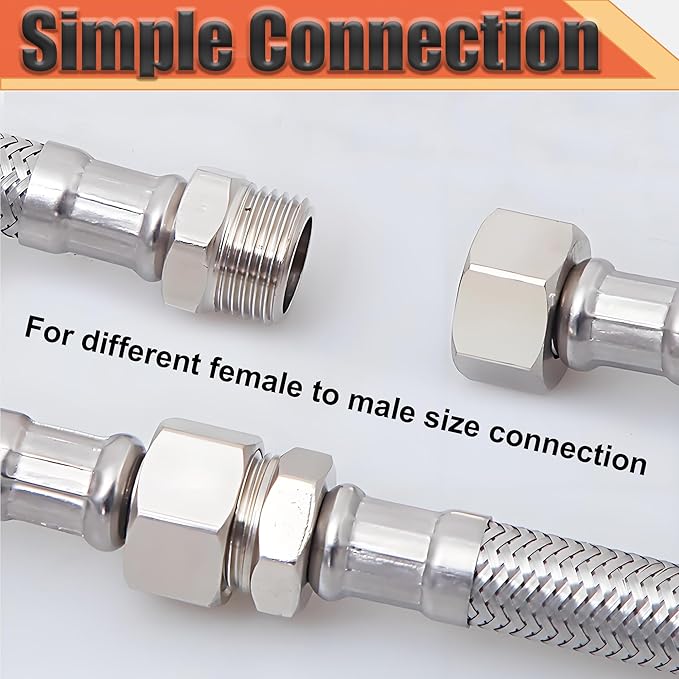 1/2" NPT Male to 3/8" NPT Female Reducer Bushing, 304 Stainless Steel Pipe Hex Bushing NPT Male to Female Reducing Adapter Pipe Fitting for Reducing Pipe (1/2mnpt x 3/8fnpt)