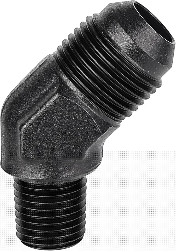 EVIL ENERGY 8AN Male Flare to 1/4" NPT Pipe 45 Degree Fitting Adapter Aluminum Black