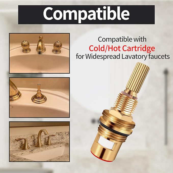 Brass 1-002 Replacement Parts Widespread Cartridge hot Side,compatible with Brass 1002 Ceramic hot Cartridge，Brass Construction