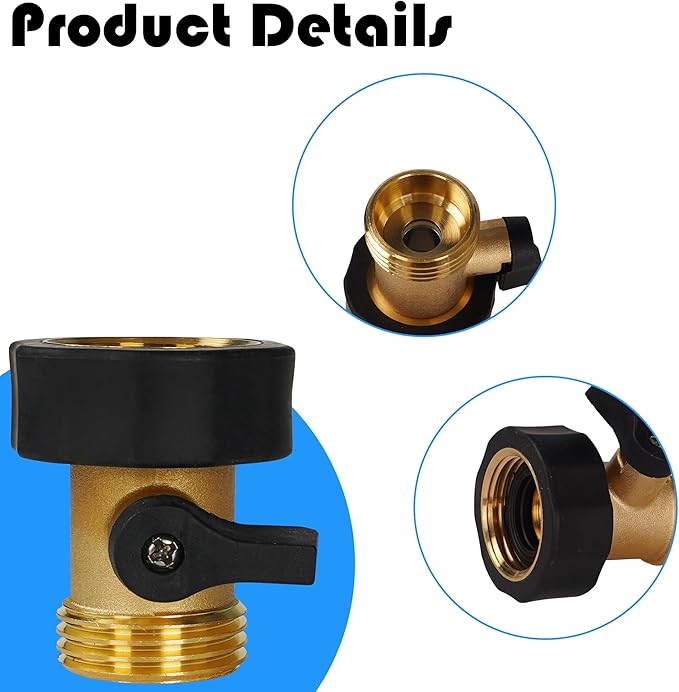 4 Pack Brass Garden Hose Shut-Off Valve, 3/4 Inch Heavy Duty Solid Brass Garden Hose Shut Off Valve with 8 Extra Rubber Washers