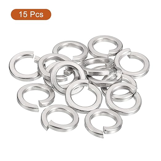 uxcell 15 Pcs Spring Lock Washer, M12 Split Lock Washer Assortment 316 Stainless Steel Lock Washers for Screws Bolts Nuts, Silver