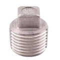 Stainless Steel 304 Cast Pipe Fitting, Square Head Cored Plug, Class 150, 1/2'' NPT Male