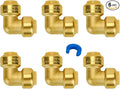 SUNGATOR 1/2 Inch 90 Degree Elbow, Push Pex Elbow 1/2 Inch, No Lead Brass Push-to-Connect 90 Degree Plumbing Fittings for Pex Pipe, Copper, CPVC, with 1 Disconnect Clip, Pack of 6