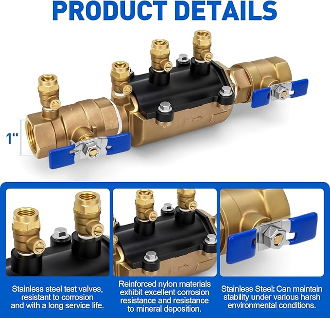 1-350 1" Double Check Backflow Preventer,Double Check Valve Assembly,1" Backflow Preventer,Prevent Backpressure and Backsiphonage