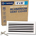 6x16 Inch (Duct Opening) Aluminum 1-Way Air Flow Vent – HVAC Vent Cover for Wall or Ceiling – Quiet HVAC Wall Register with Multi-Shutter Damper – Adjustable Curved Blade - Plastic Seal for Tight Fit