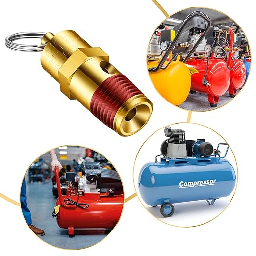 Bonuci 4 Pcs 1/4" Male NPT Safety Valve Air Compressor Pressure Relief Brass Safety Check Valve (150 psi Set Pressure)