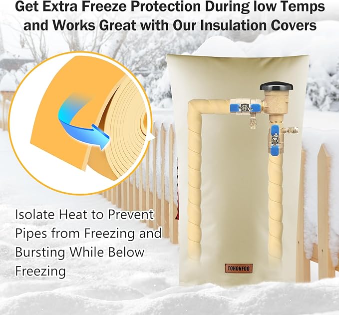 Pipe Insulation Tape, Outdoor Water Pipe Insulation Wrap, Foam Insulation Tape for Outdoor Pipes Winter Freeze Protection, Heat Tape for Water Pipes, Copper Pipes, PVC, AC Line, 2in x 15ft, Beige
