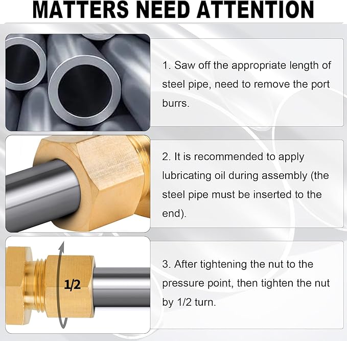 ChillWaves Brass Compression Tube Fitting, 3/8" OD x 3/8" NPT Female Compression Union Connector(10-PACK)