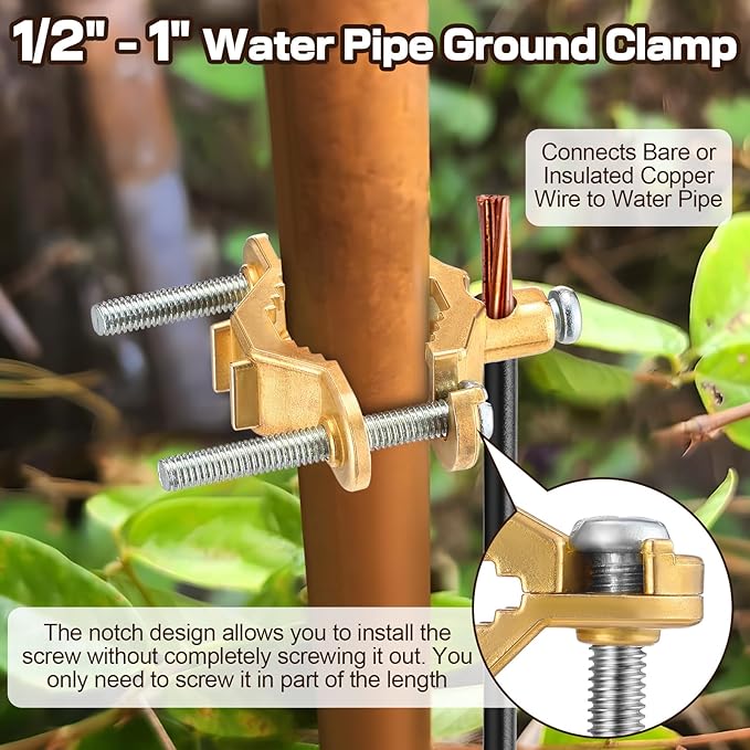 Feekoon 3 Pcs Ground Clamp 1/2-1 Conduit Fitting, Copper Alloy Wire Clamp Conduit Fitting, for Bonding Ground Wire to Water Pipe or Steel
