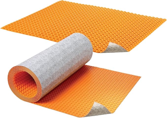 Schluter Ditra-Heat-Duo Uncoupling Membrane with Integrated Sound Control and Thermal Break - Ideal for Multi-Story Construction - 5/16" Thickness, 108 Square Feet Roll - DHD810M