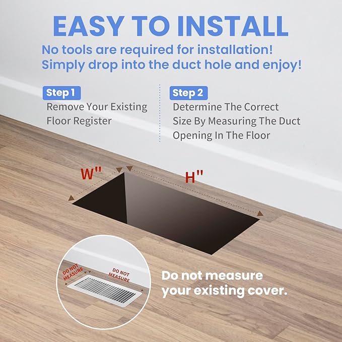 4x10 Inches Heavy Duty Walkable Floor Register Easy Adjust Air Supply Lever Floor Vents - Brooklyn Design - Vent Cover for Home Floor - Matte Black
