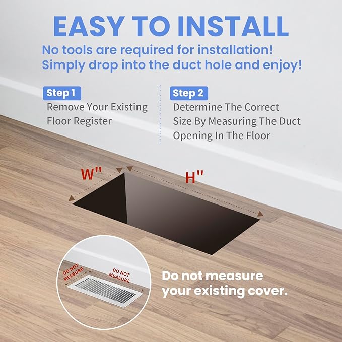 4x12 Inches 2 Pack Heavy Duty Walkable Floor Register Easy Adjust Air Supply Lever Floor Vents - Brooklyn Design - Vent Cover for Home Floor - Antique Brass