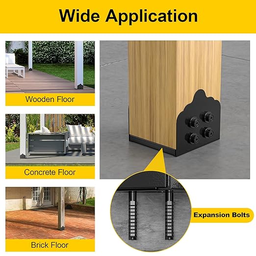 8x8 Post Base, 4Pcs Stainless Steel Adjustable Post Anchor Bracket (Internal 7.8 x 7.5), Adjustable Post Base for Pavilion Deck Porch Handrail Railing Support Decorative Anchor Plate
