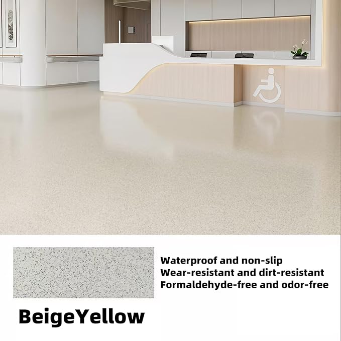 Epoxy Colored Sand Floor Paint, Epoxy Floor Paint High Gloss Marble Effect Coating for Indoor and Outdoor, Wear-resistant and non-slip Self-leveling Coating Yellow 176OZ(5KG)