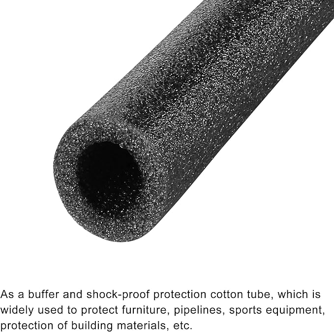 MECCANIXITY Foam Tube Sponge Protective Sleeve Black Seal Sleeve Polyethylene Pipe 15mm(0.6 Inch) ID for Pipe Insulation, Pack of 4