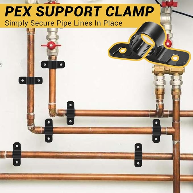 Total 190PCS Pex Support Pipe Supports Sets,Pex Hanger 50 Pack 1/2 Inch,R-Type Nylon Clamps 20 Pack with 120 pcs Screws for Pex, Copper, CPVC