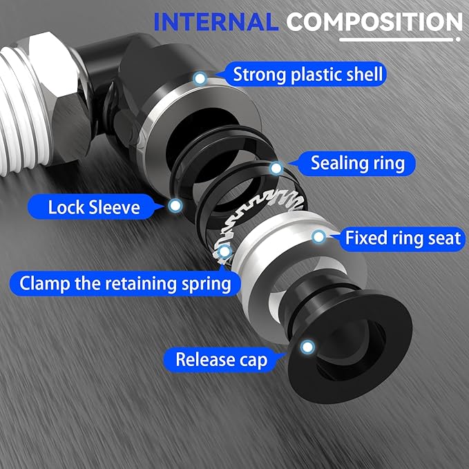 3Packs 3/8" OD Tube x 1/2" NPT Thread Elbow Push to Connect Fittings,Pneumatic Male Quick Connect Air Line Hose Fittings Accessories