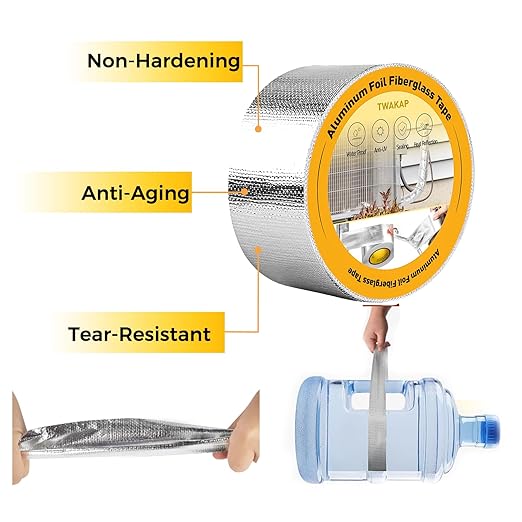 Super Age-Resistant AC Pipe Foam Insulation Tube Wrap Protect Foil Fiberglass Tape,More Weather-Resistant Shield for Pipe Insulation Foam Tube, Reflect 95% Thermal for Window AC Unit,HVAC Duct