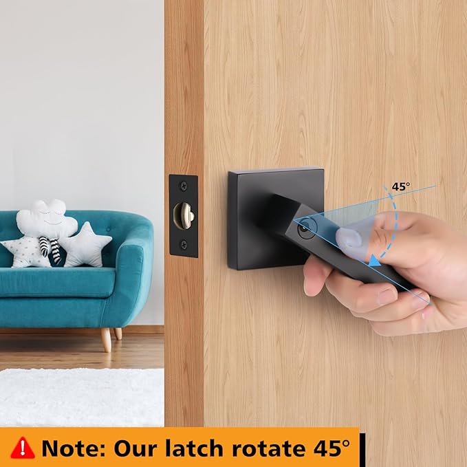 Adjustable Door Latch 2-3/8''(60mm) or 2-3/4''(70mm), 45° Turning Angle Universal Door Lock Replacement Part with 3/10'' (7.7mm) Square Hole, Handles or Deadbolts Not Included