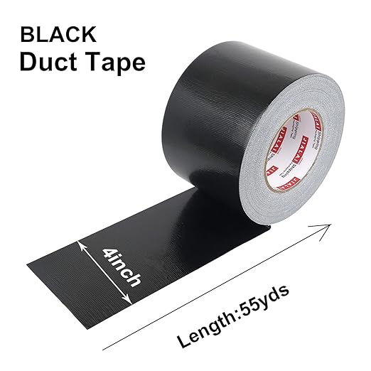 4 Inches Duct Tape Black, Industrial Grade 4 inches x 55 Yards (164 ft), 9 Mil Heavy-Duty, Waterproof, Flexible, No Residue, UV Resistant for Crafts & Home Improvement