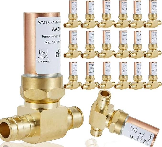 Water Hammer Arrestor,1/2Inch Tee Copper Water Arrestor,Pex-A Expansion Connection(20PACK,Copper Arrestor)(HAMMER008-20Pack)