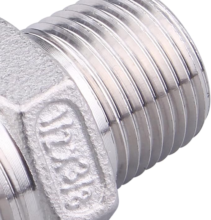 SUS304 Reducer Hex Nipple - 1/2" Male NPT x 3/8" Male NPT Stainless Steel Adapter Threaded Pipe Fitting (Pack of 2)