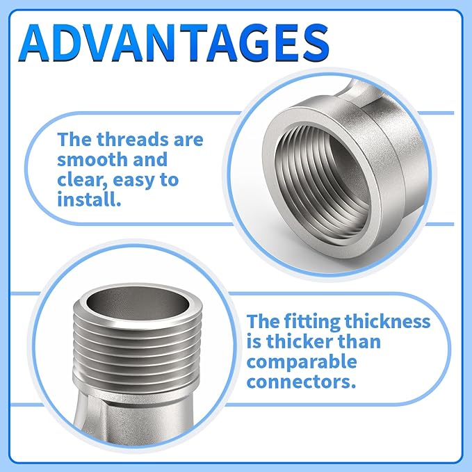 ChillWaves 304 Stainless Steel Pipe Fitting, 90 Degree Elbow 2" NPT Male x 2" NPT Female Thread Adapter(1-PACK)
