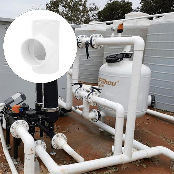 3 Way 4" PVC Tee Pipe Fittings Adapter (Socket x Socket x Socket) Furniture Grade SCH40 4 Inch PVC Elbow Pipe Connector for DIY PVC Shelf Garden Support Structure Storage Frame