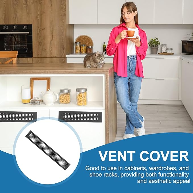 PATIKIL 24 x 3 Inch Door Air Vent Cover, 3 Pcs Aluminum Grille Ventilation Cover Louvered Diamond Hole with Mounting Screws for Cabinet Wardrobe Ceiling Door, Black