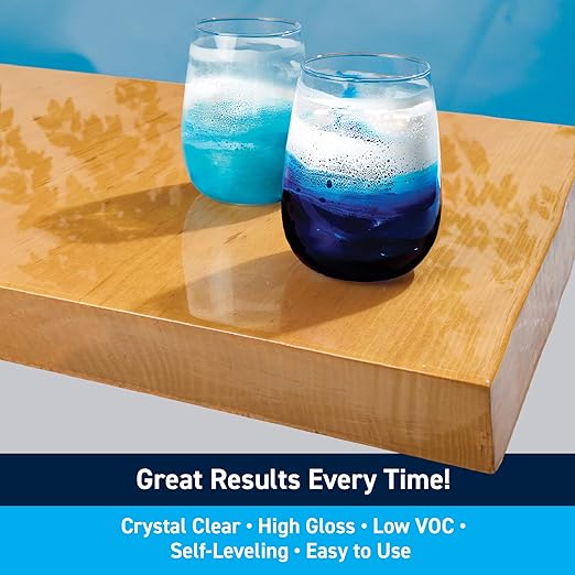 TotalBoat Table Top Epoxy Resin Kit - 2 Quart Kit Size Crystal Clear Formula with High-Gloss Finish & UV-Resistance - Easy 1:1 Ratio for Bar and Counter Coating, Woodworking, and Resin Art Casting