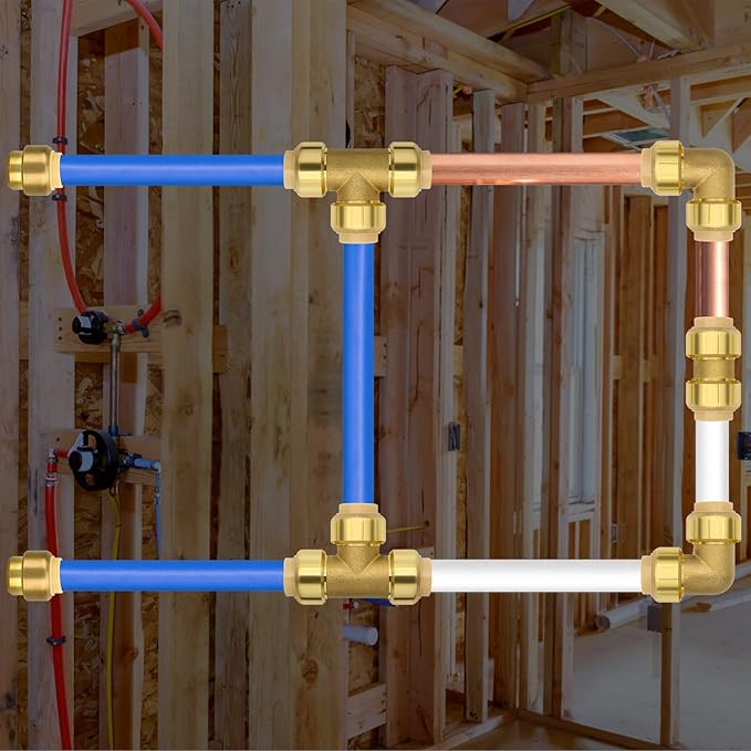 2 Pack Push-to-Connect Plumbing Fittings, 1/2" Pushfit End Cap Fittings with Disconnect Clip for Copper, PEX, CPVC Pipe