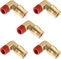 5PCS 1/4" Tube OD x 1/8" NPT Thread Connect Fittings Brass 90 Degree Union Elbow Joint DOT Approved, Air Line Adapter Air Suspension Kit for Truck Trailers and Air Brake System