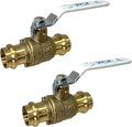 PROCURU 2-Pack 3/4-Inch Press Copper Ball Valve, Heavy Duty Brass Body, Full Port, LF Certified Safe (3BP075-2P)
