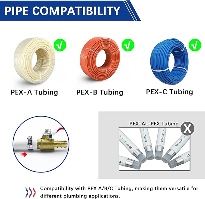 3/4 Inch PEX Ball Valves,12 Pcs PEX Brass Full Port Shut Off Ball Valve, Brass Full Port Quarter Turn Crimp Pex Valves for Hot and Cold Water