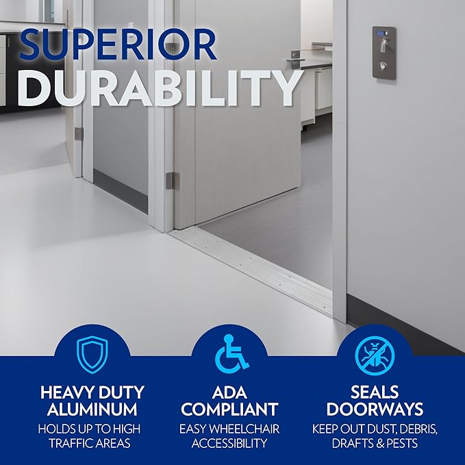 Door Threshold - Premium Low-Profile Corrugated Aluminum Door Saddle Flat Transition Door Saddle 5" Wide x 48" Long