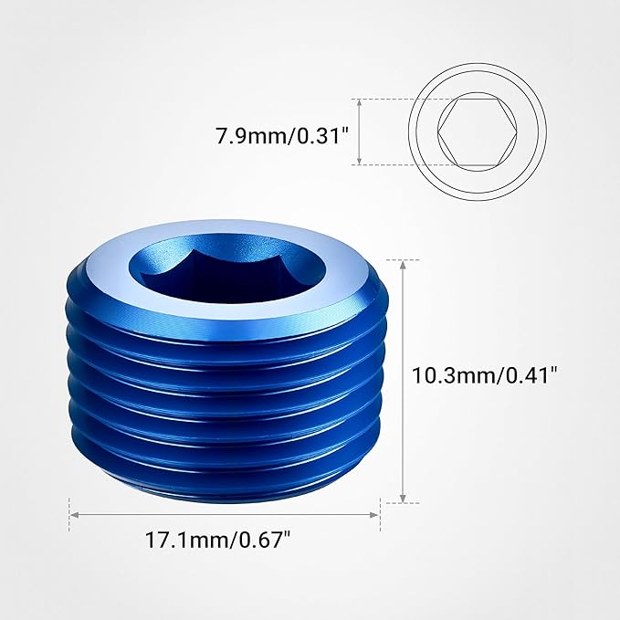 EVIL ENERGY 3/8" NPT Plugs Aluminum Socket Allen Head Blue, Pack of 2