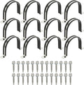 PATIKIL 12Pcs Pipe Clamps, 3-15/16 Inch 304 Stainless Steel Rubber Cushioned U Bracket Conduit Clamps Pipe Strap Wire Clips with Hexagonal Screw for Tube Hose Cord Installation, 100mm