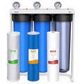 SimPure Whole House Water Filter System, 3-Stage Clear Home Water Pre-Filtration with Carbon Sediment and GAC Filters, Reduce Odor, Chlorine, Taste, Iron, Lead, 1" NPT Brass Port, BPA Free (DB20P-3)