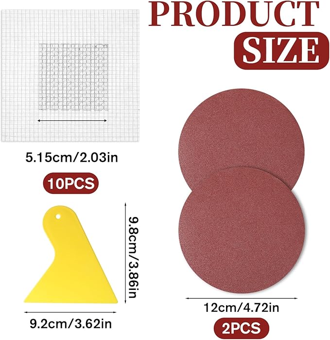 13 Pack Drywall Repair Patch, 2 Inch Drywall Repair Kit Patch with Extended Self-Adhesive Mesh, Dry Wall Patches Kits for Holes, Comes with Scraper and Sandpapers