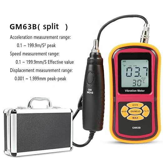 Vibration Meter,LCD Display Vibration Analysis Meter Detect Defects in Motors, Fans, Pumps, Compressors and Machine Tools