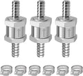 EVIL ENERGY 1/4'' (6mm) Check Valve, 3 Pcs Aluminum One Way Fuel Check Valve for Gasoline, Diesel & Coolant with Universal Hose Clamps, Silver