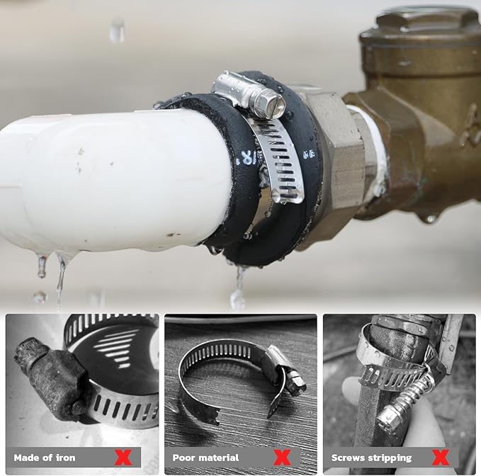 64PCS Hose Clamps Stainless Steel Assortment Adjustable 1/4"-1-1/2"(6-38mm) Worm Gear Hose Clamp, Heavy Duty Metal Small Hose Clamps for Automotive, Pipe, Radiator Plumbing, Fuel Line