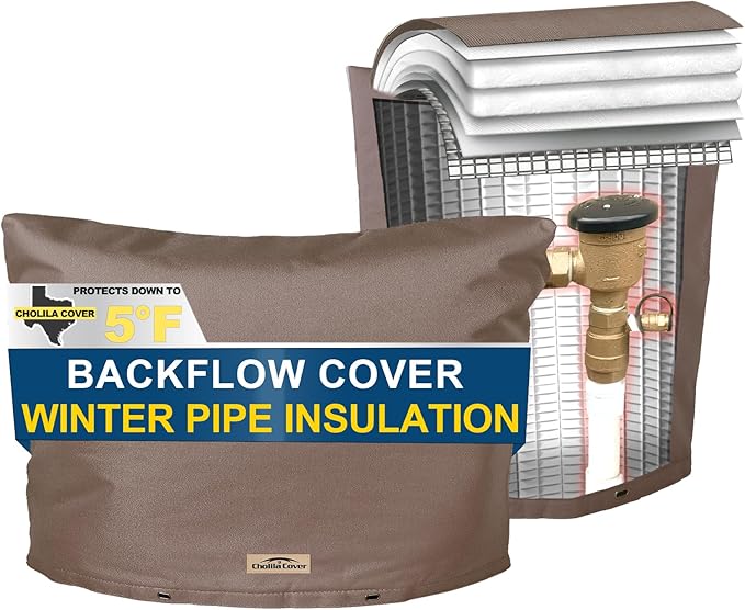Backflow Preventer Cover Insulated (5˚F) - 36" W x 24" H Backflow Cover for Winter Pipe Freeze Protection - Sprinkler Covers for Outside - Double Wall Insulation Cover Brown