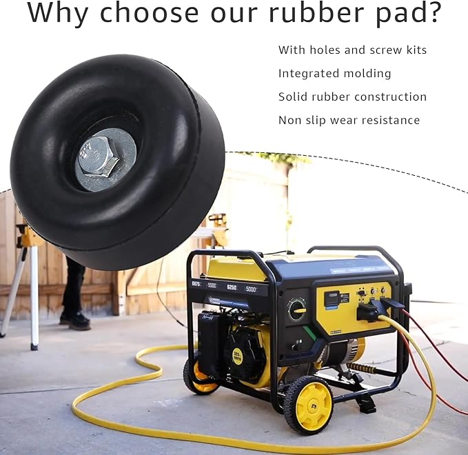 Anti Vibration Heavy Duty Rubber Foot, 1 x 2.5 Inch, Fits for Generators, Pressure Washers, Air Compressors and Pumps Equipment Heavy Duty Rubber Anti Vibration Feet ，with Screw Kits（2 Pack）