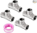 uxcell 2 Pcs 304 Stainless Steel Tee Pipe Fittings G3/8" Female Tee Adapter 3 Way t Shaped Cast Pipe Fitting Connector with Seal Tape for Plumbing Drainage Pipes Heating Systems