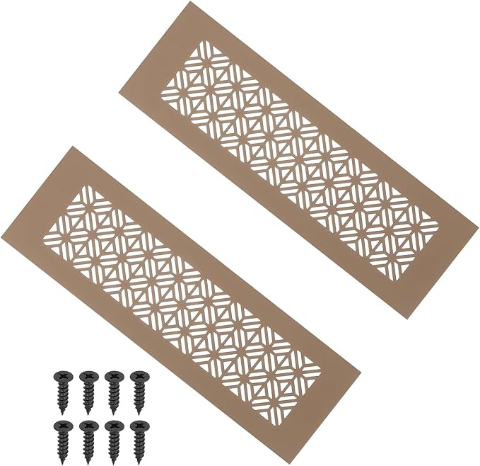 PATIKIL 10 x 3 Inch Door Air Vent Cover, 2 Pcs Heavy Duty Aluminum Grille Ventilation Cover Louvered with Mounting Screws for Cabinet Wardrobe Door, Brown