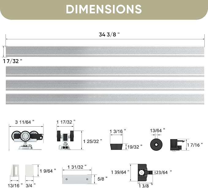 12FT Double Pocket Door Track Kit, 2 Sets of 68.7" Spliced Rail, Suitable for Double Door Width 48"-72"(Single Panel 24"-36"), Slide Quietly and Smoothly, Easy to Install